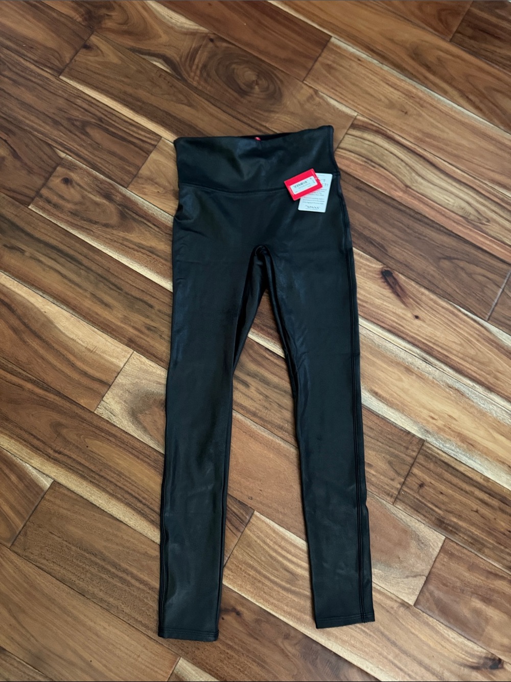 Spanx black faux leather leggings-NWT-petite small